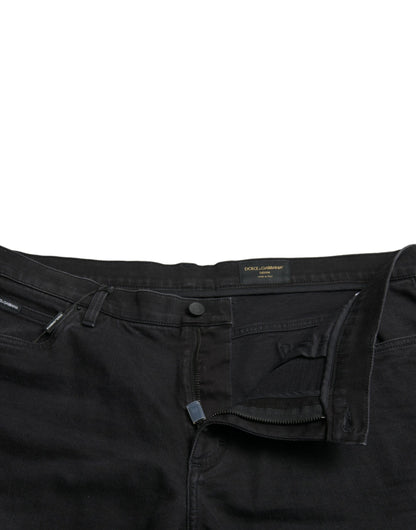 Dolce & Gabbana Black Cotton Stretch Bermuda Denim Shorts