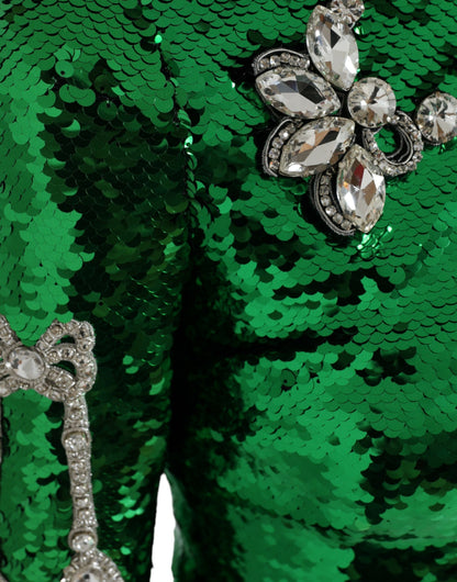 Dolce & Gabbana Green Sequin Swarovski Crystal Dress