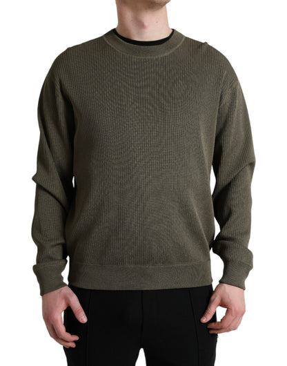 Dolce & Gabbana Green Viscose Crew Neck Men Pullover Sweater