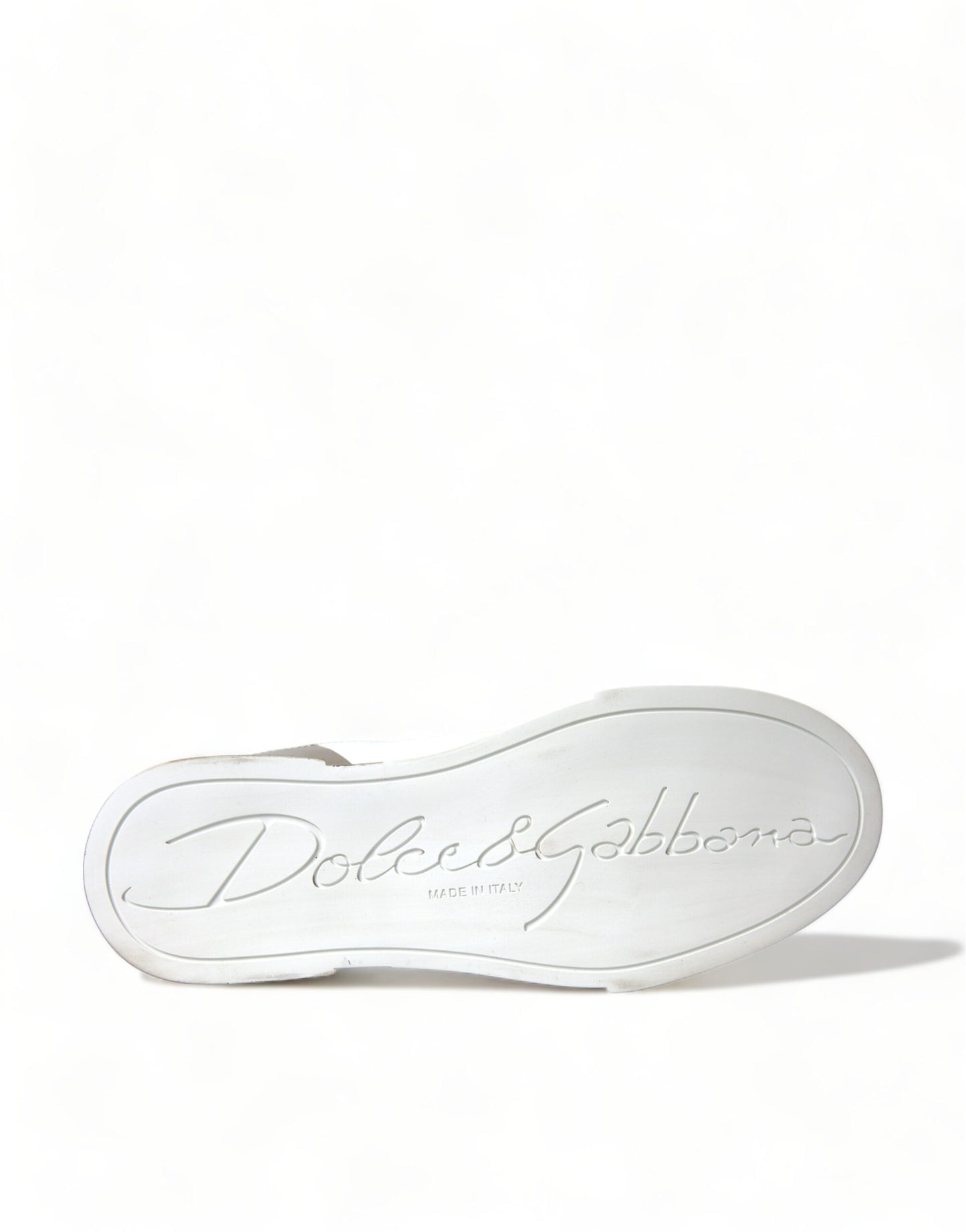 Dolce & Gabbana Elegant White & Gold Leather Sneakers