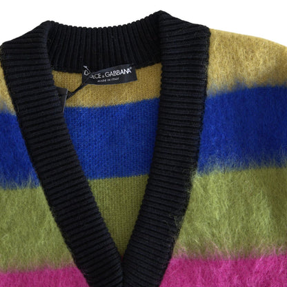 Dolce & Gabbana Multicolor Stripes V-neck Pullover Sweater