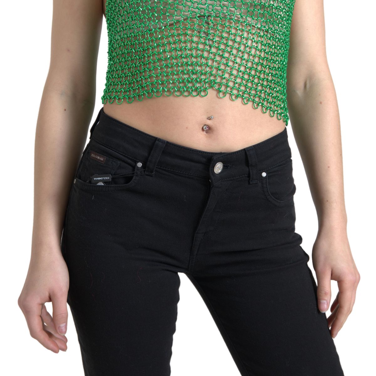 Dolce & Gabbana Emerald Halter Cropped Tank Top