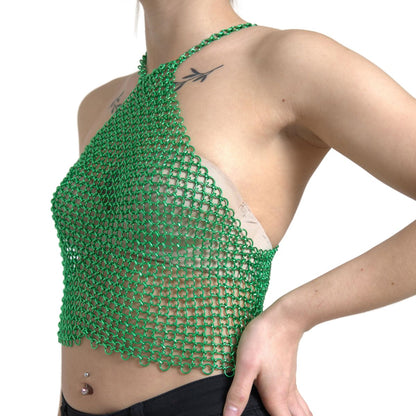 Dolce & Gabbana Emerald Halter Cropped Tank Top