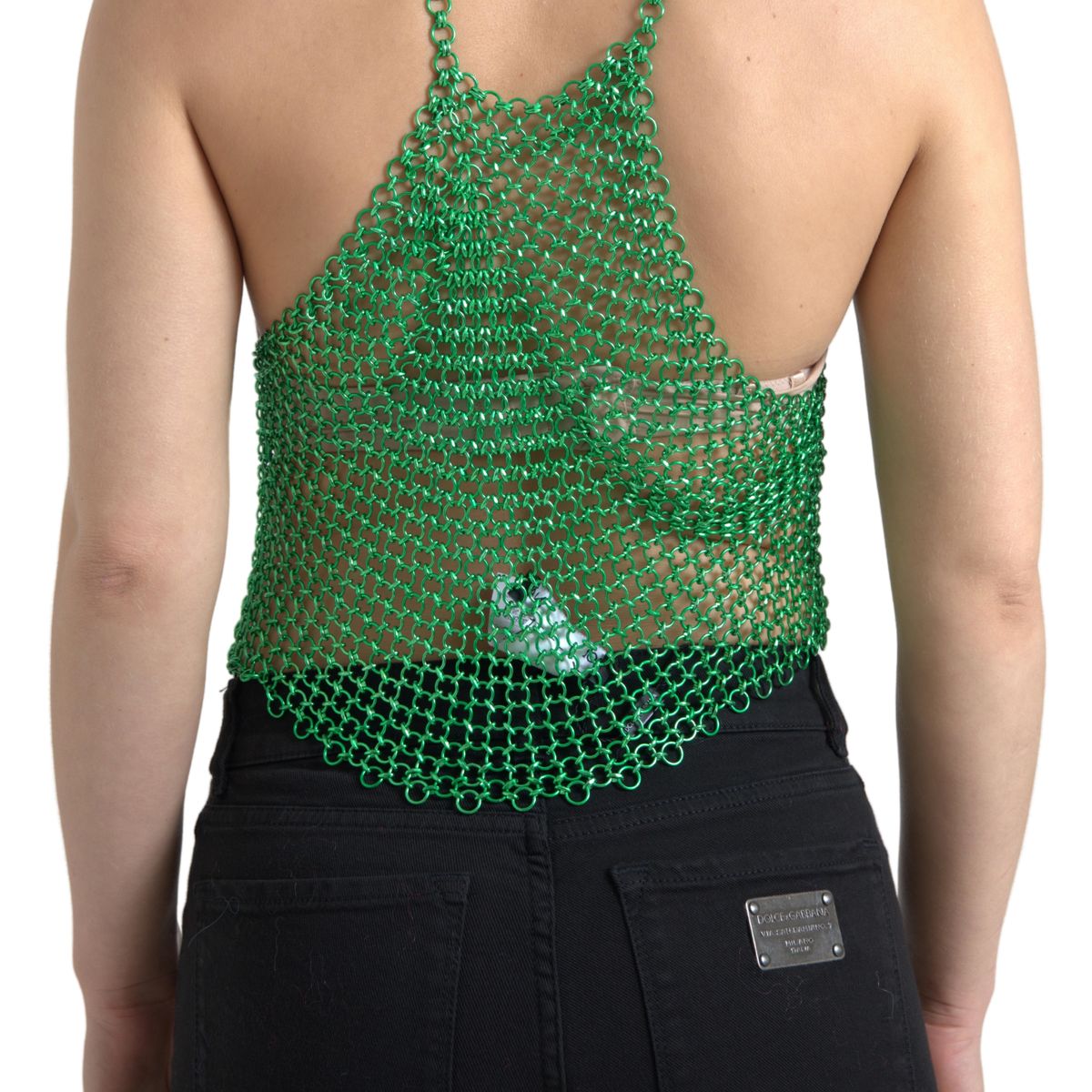 Dolce & Gabbana Emerald Halter Cropped Tank Top