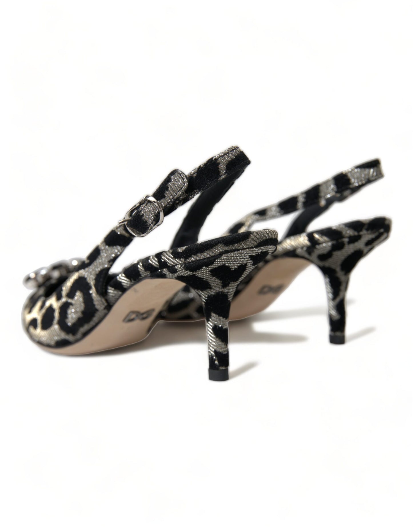 Dolce & Gabbana Crystal Leopard Slingback Heels Pumps