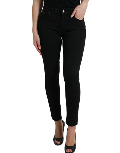 Dolce & Gabbana Black Cotton Mid Waist Skinny Denim Jeans