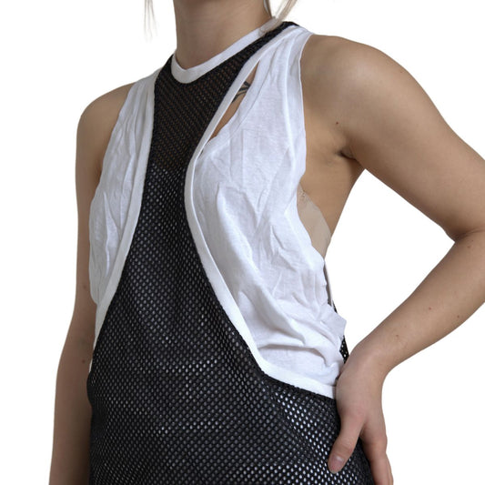 Dsquared² Monochrome Cotton-Linen Blend Tank Top