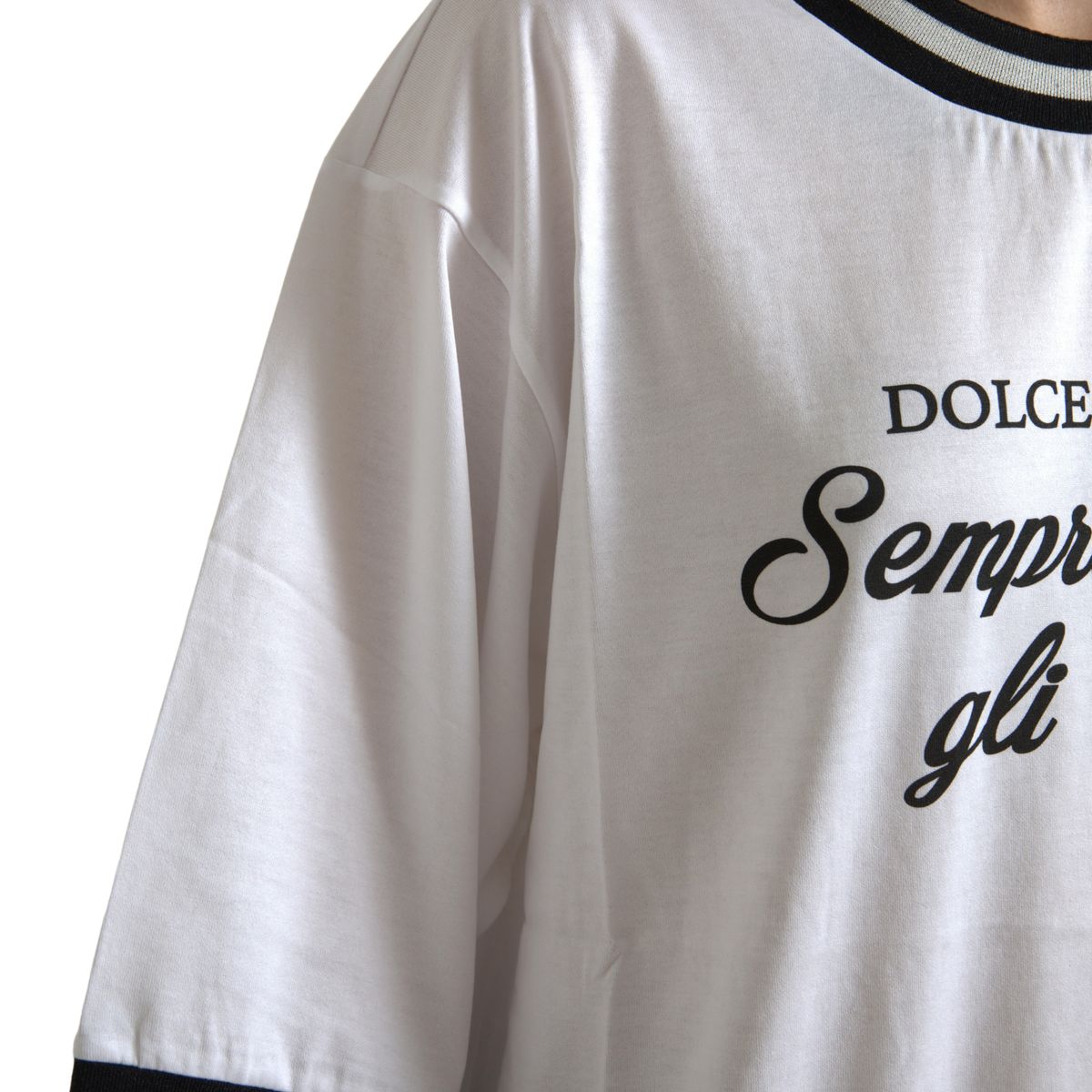 Dolce & Gabbana Elegant White Cotton Crew Neck Tee