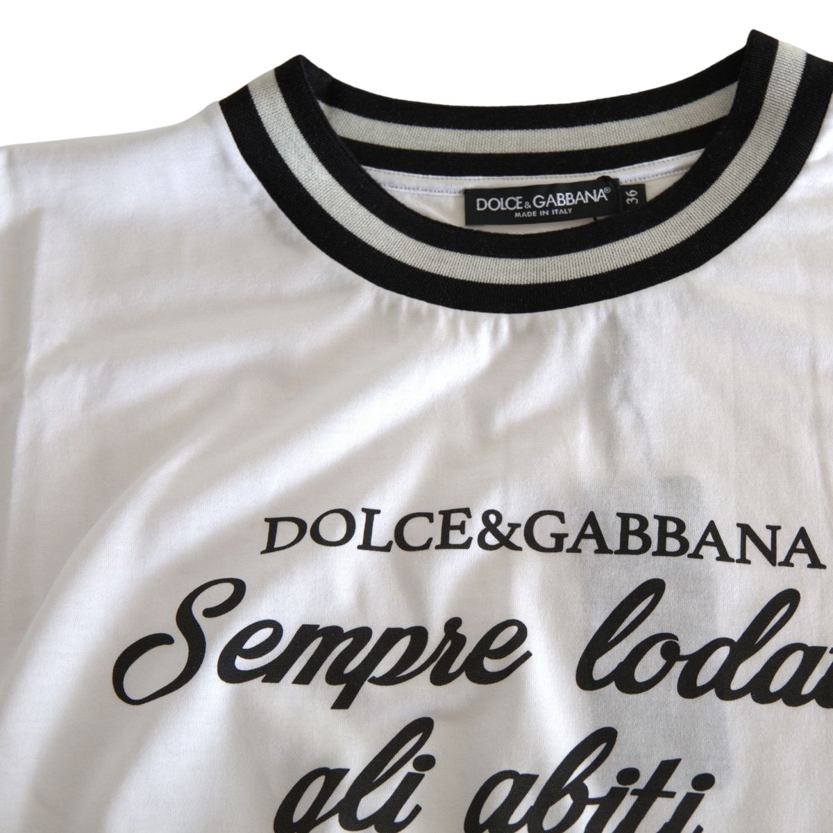 Dolce & Gabbana Elegant White Cotton Crew Neck Tee