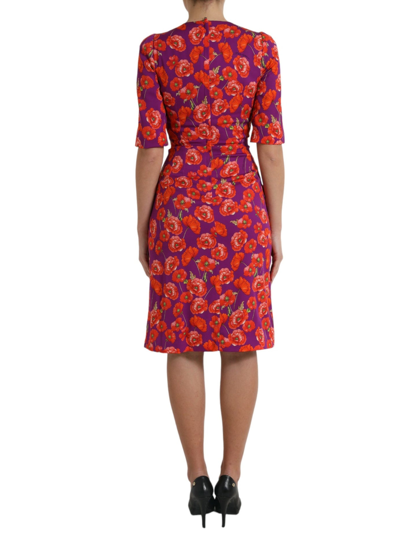 Dolce & Gabbana Multicolor Floral Poppy Print Sheath Dress