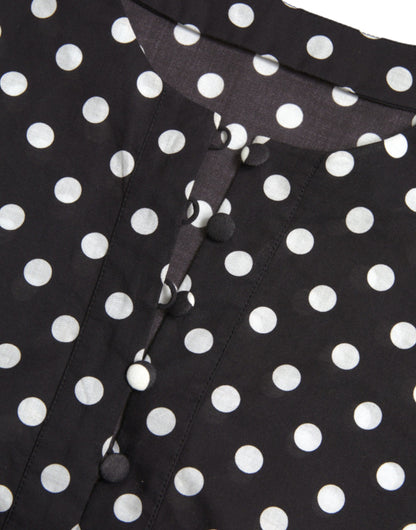 Dolce & Gabbana Black White Polka Dot Nylon Shift Mini Dress