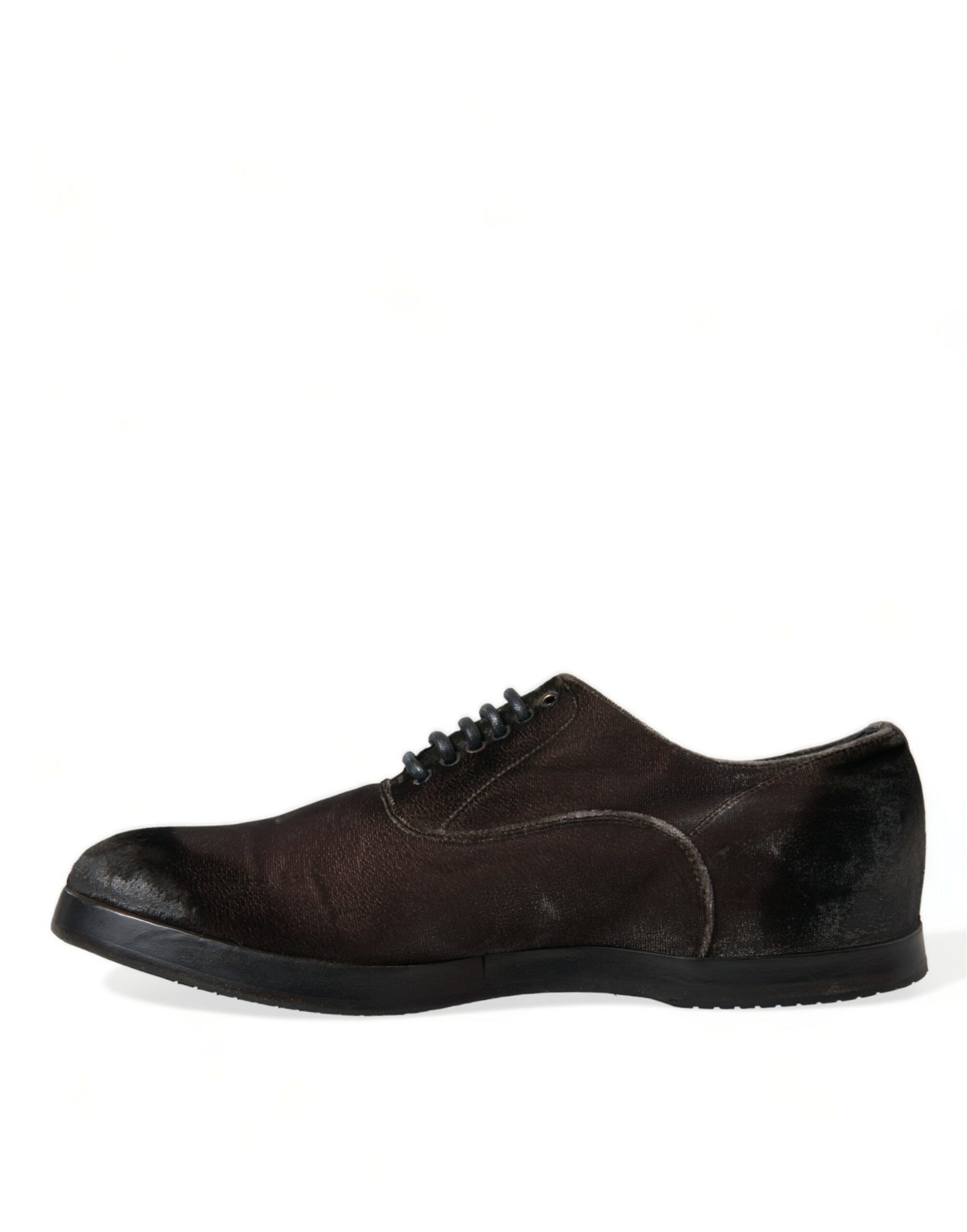 Dolce & Gabbana Brown Velvet Men Lace Up Oxford Dress Shoes