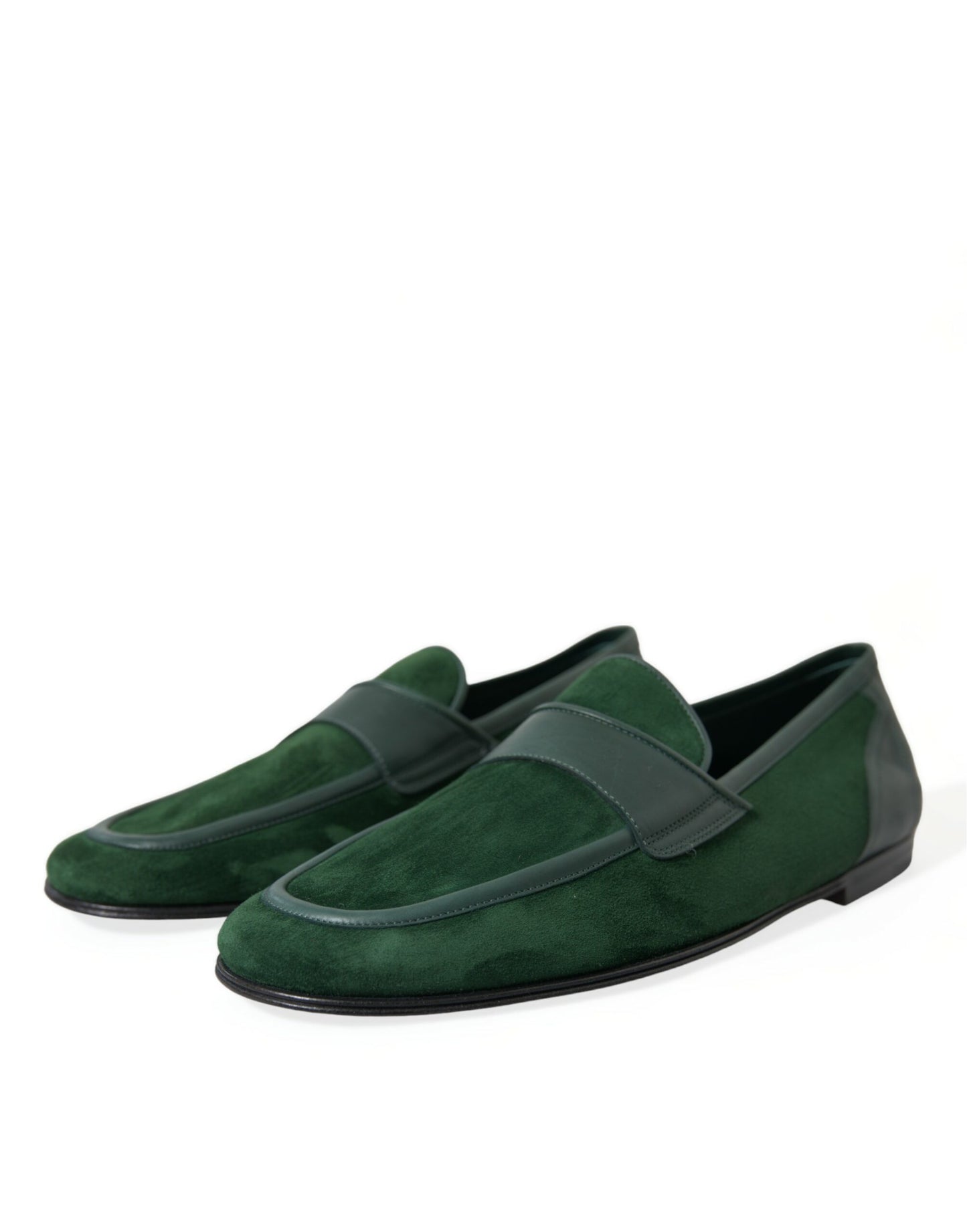 Dolce & Gabbana Green Velvet Slip On Men Loafer Dress Shoes