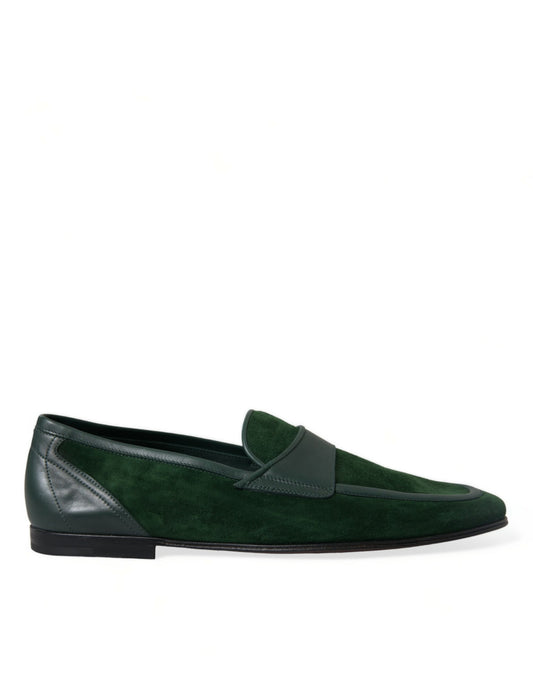 Dolce & Gabbana Green Velvet Slip On Men Loafer Dress Shoes