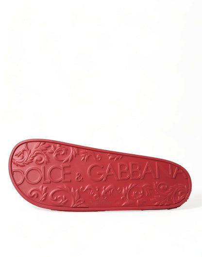 Dolce & Gabbana Red Rubber Sandals Slippers Beachwear Shoes