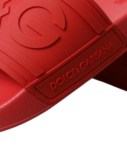 Dolce & Gabbana Red Rubber Sandals Slippers Beachwear Shoes