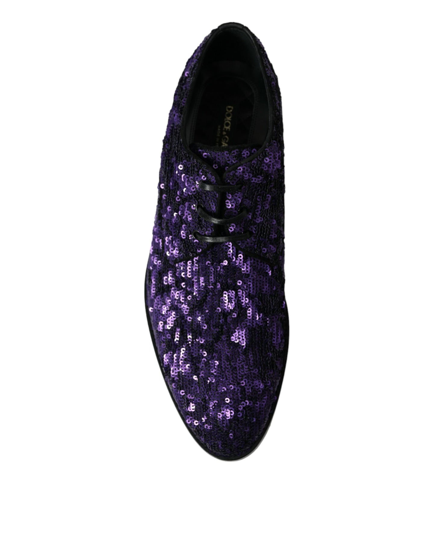 Dolce & Gabbana Purple Sequined Lace Up Oxford Dress Shoes