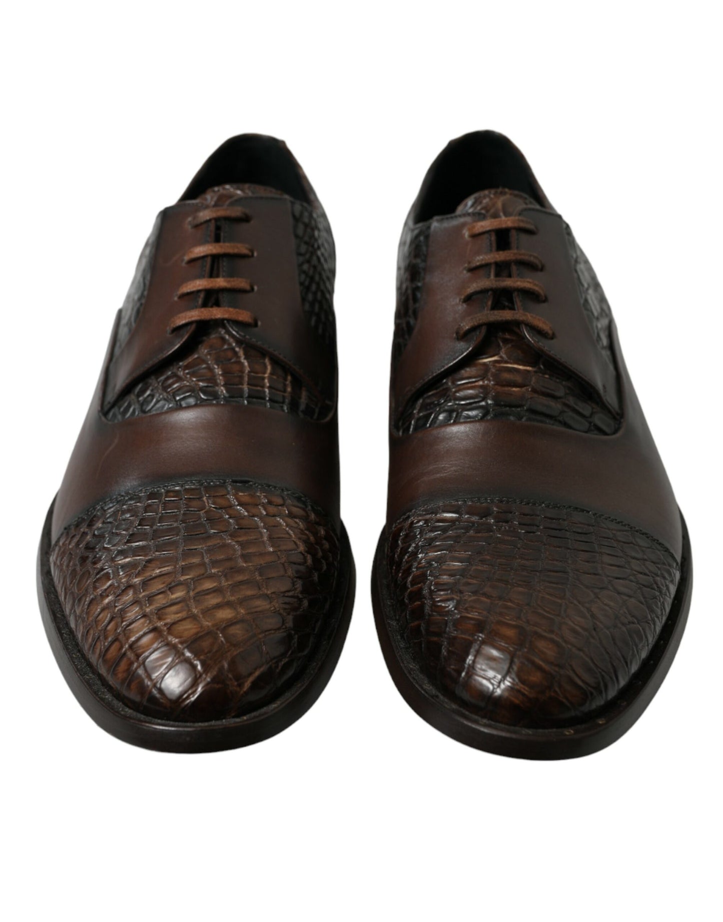 Dolce & Gabbana Brown Exotic Leather Lace Up Oxford Dress Shoes