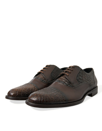 Dolce & Gabbana Brown Exotic Leather Lace Up Oxford Dress Shoes