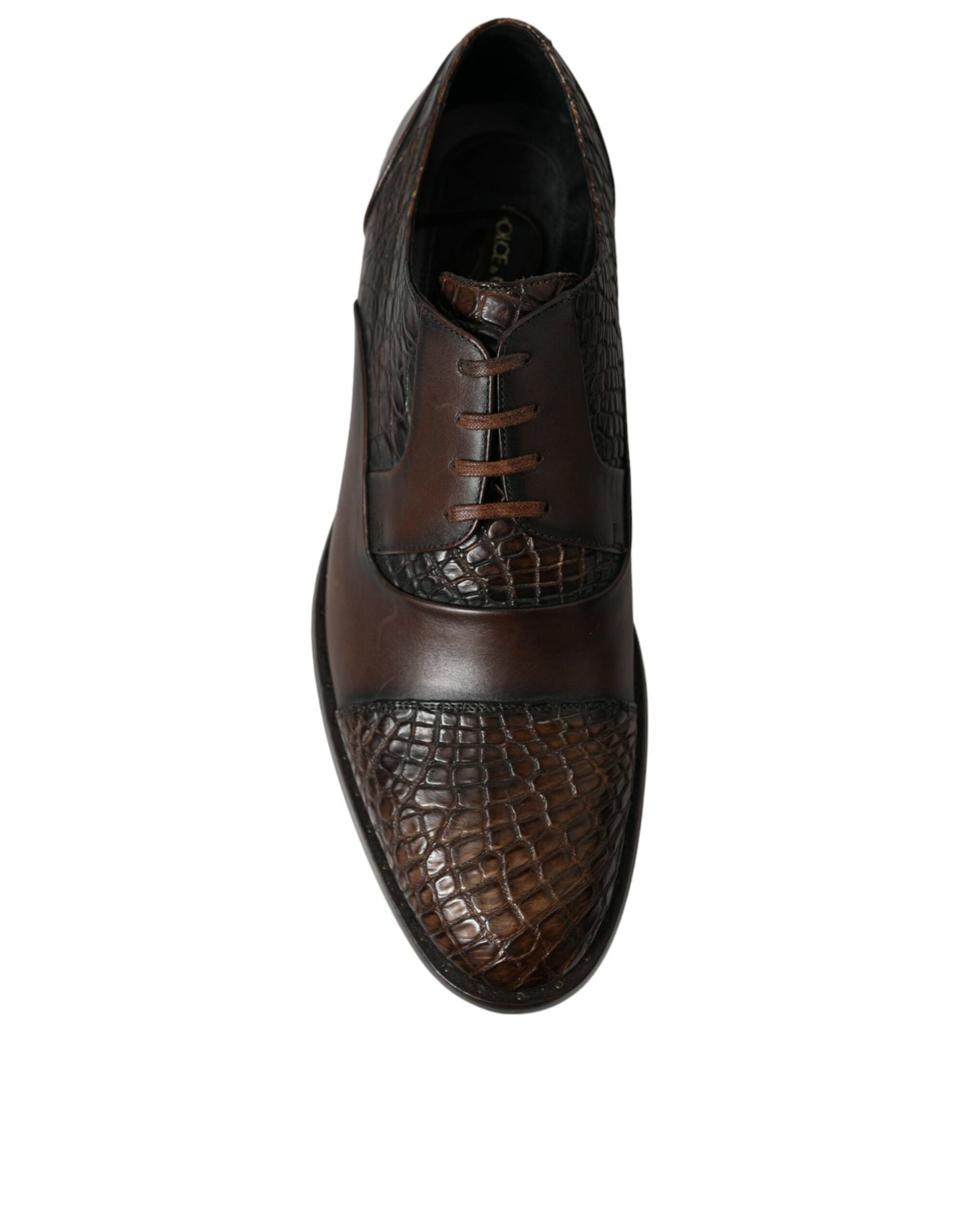 Dolce & Gabbana Brown Exotic Leather Lace Up Oxford Dress Shoes