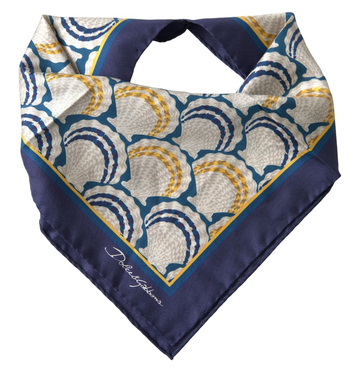 Dolce & Gabbana Multicolor Shell Silk Square Handkerchief Scarf