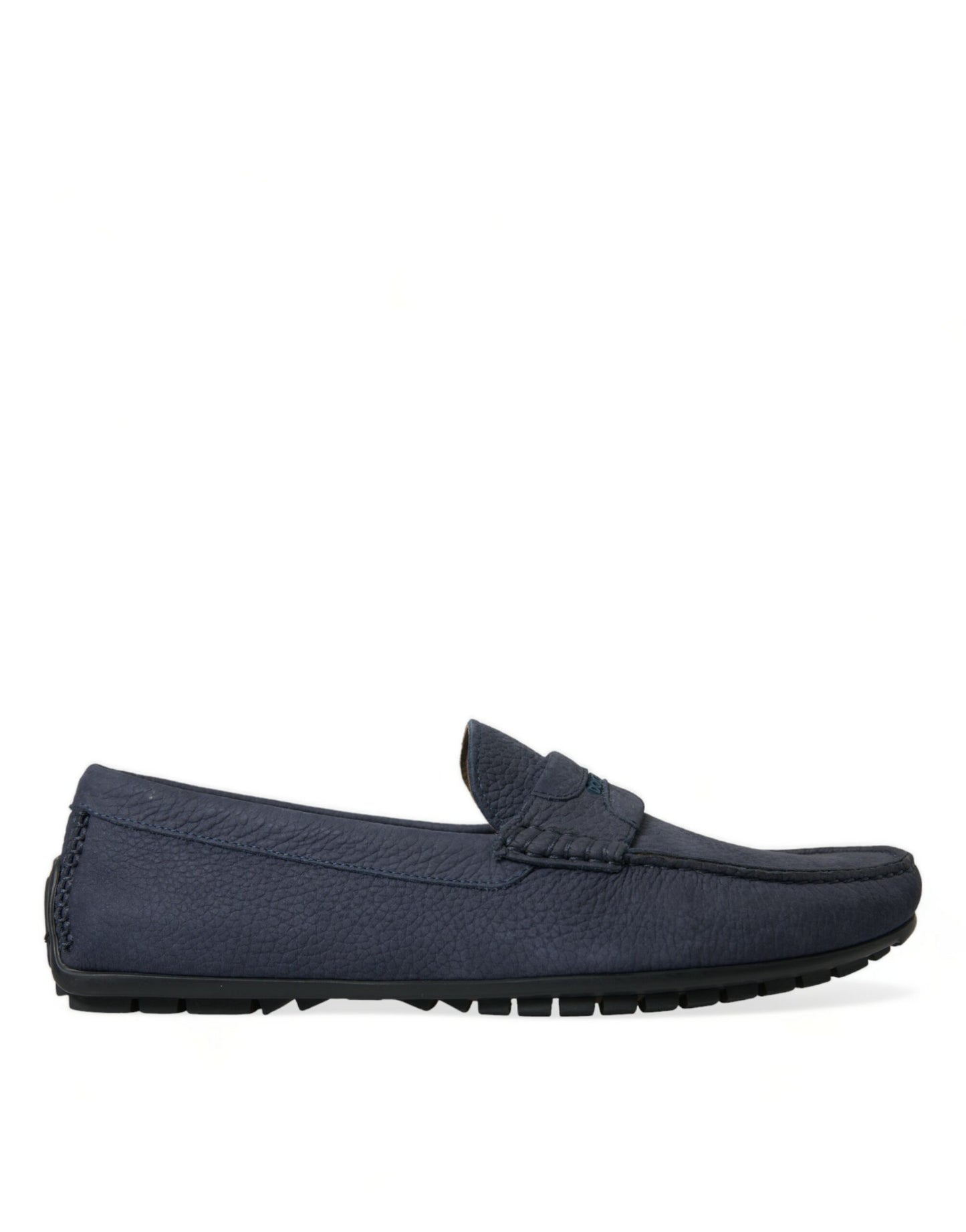 Dolce & Gabbana Blue Calfskin Leather Slip On Moccasin Shoes