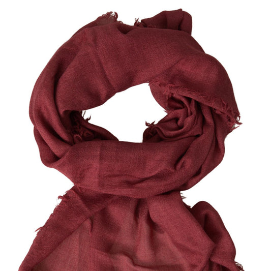 Dolce & Gabbana Maroon Cashmere Knit Wrap Shawl Fringe Scarf