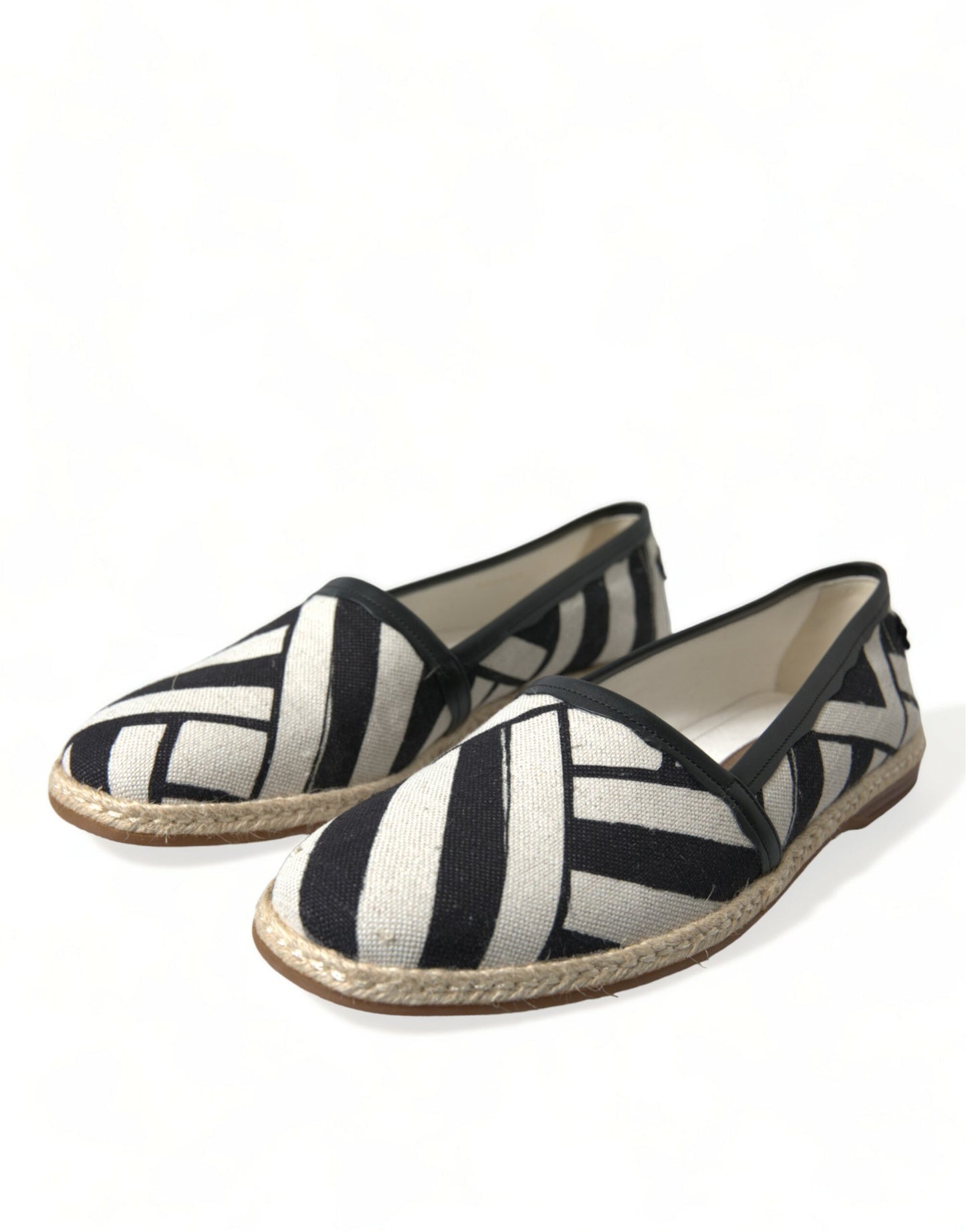 Dolce & Gabbana Beige Black Striped Canvas Espadrilles MONDELLO Shoes