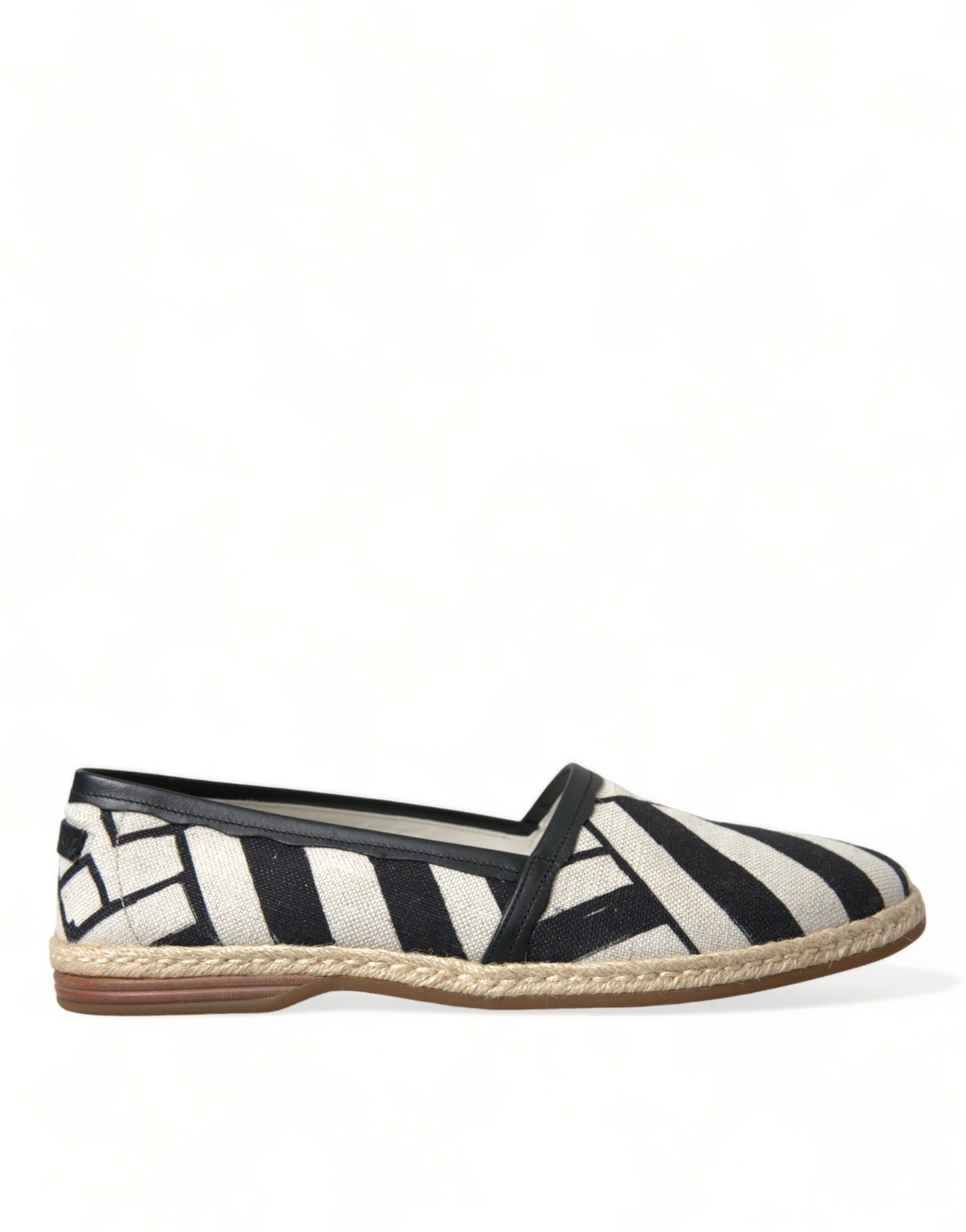 Dolce & Gabbana Beige Black Striped Canvas Espadrilles MONDELLO Shoes