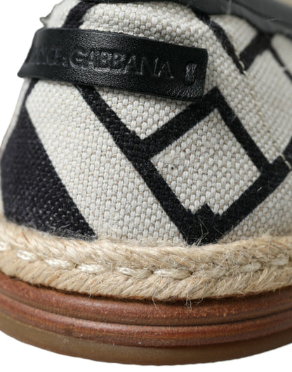 Dolce & Gabbana Beige Black Striped Canvas Espadrilles MONDELLO Shoes