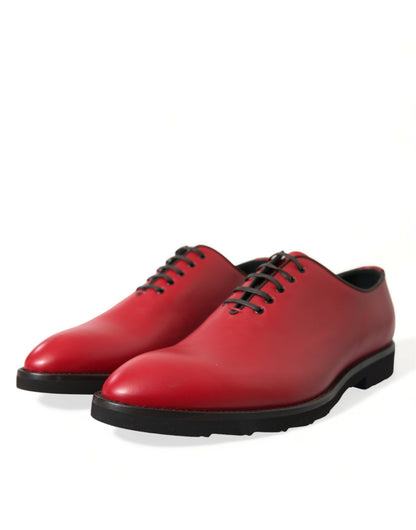 Dolce & Gabbana Red Leather Lace Up Oxford Men Dress Shoes