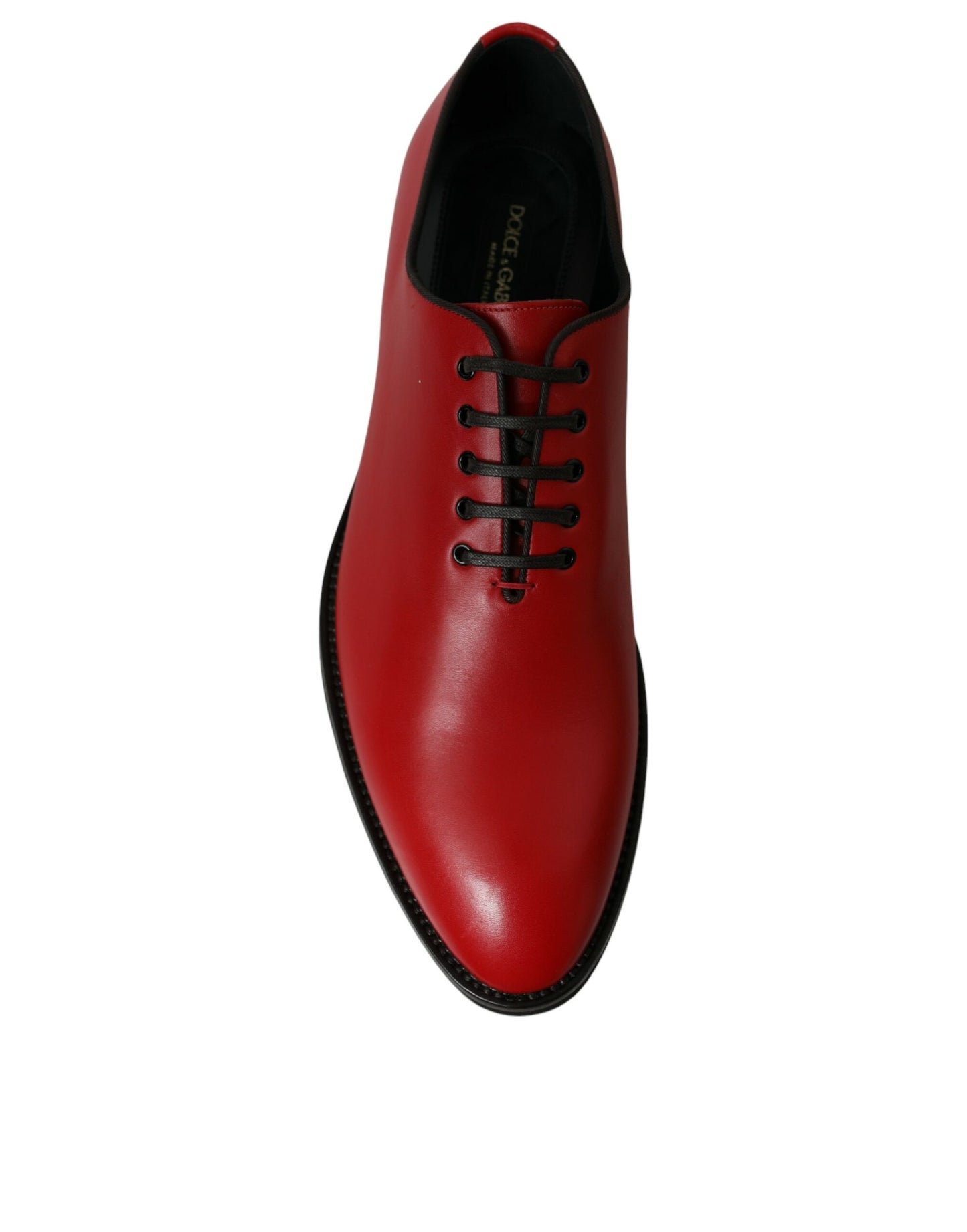 Dolce & Gabbana Red Leather Lace Up Oxford Men Dress Shoes