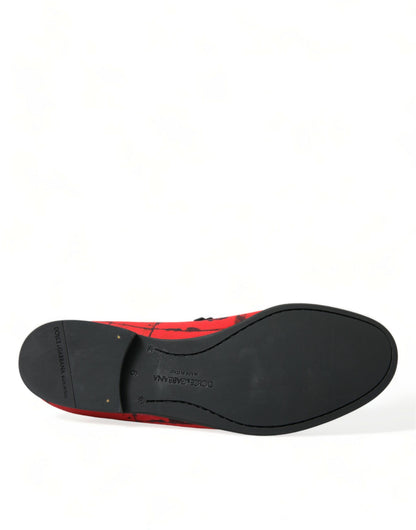 Dolce & Gabbana Red Black Torero Loafers Slippers Men Shoes