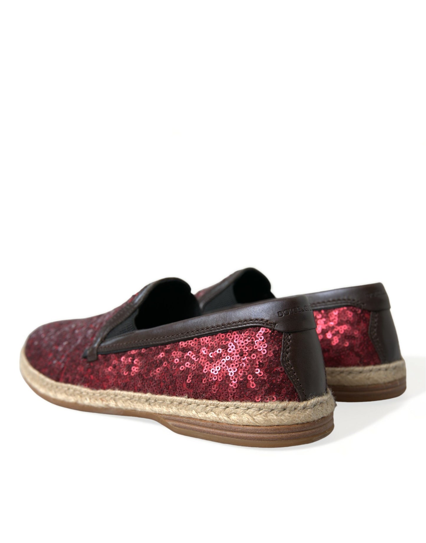 Dolce & Gabbana Red Sequined Loafers Slippers Men Shoes