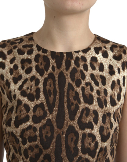 Dolce & Gabbana Brown Leopard Cotton Sleeveless Tank Top