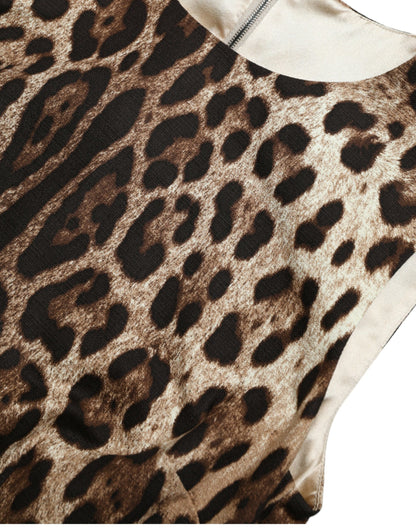 Dolce & Gabbana Brown Leopard Cotton Sleeveless Tank Top