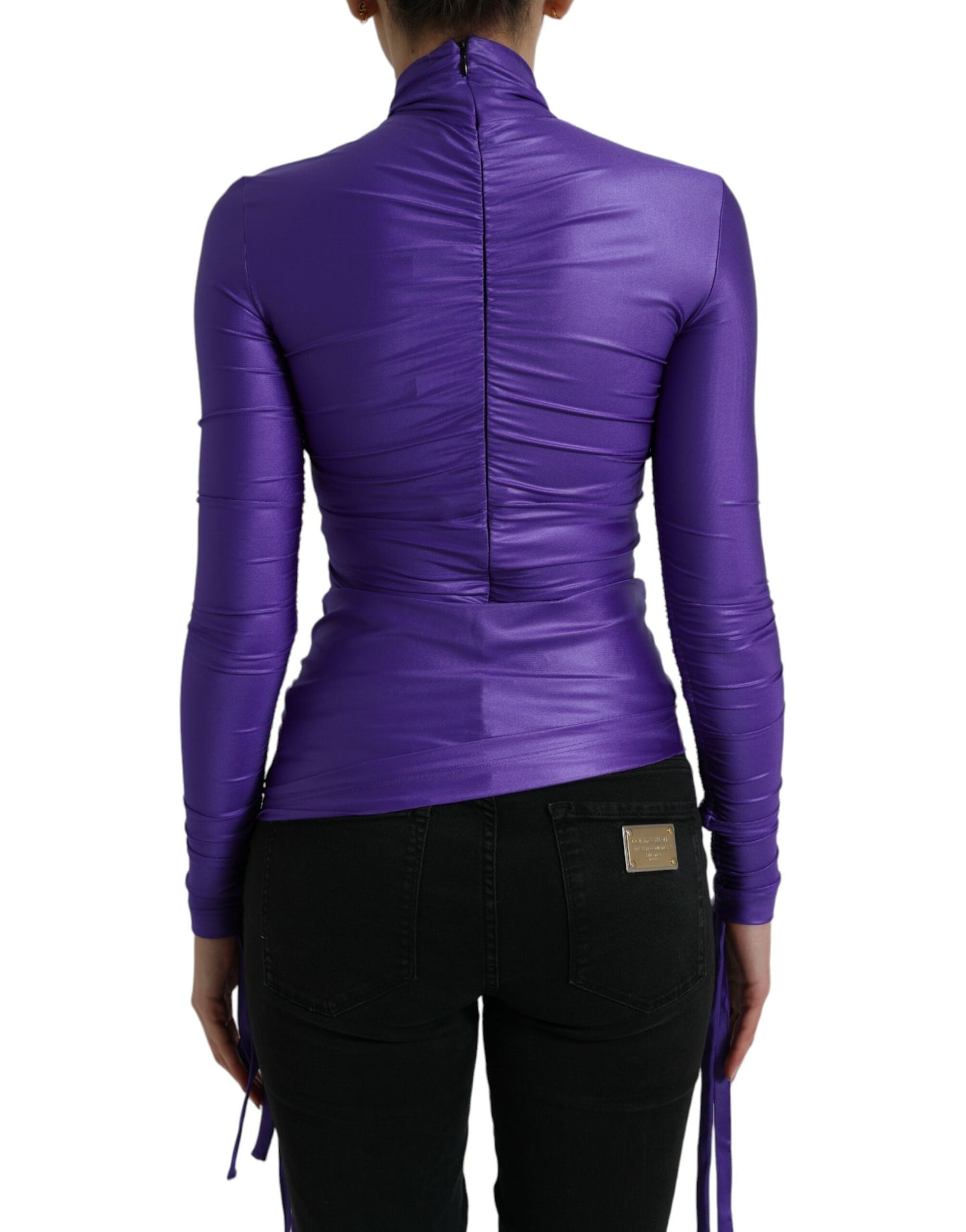 Dolce & Gabbana Purple Nylon Stretch Slim Long Sleeves Top