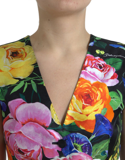 Dolce & Gabbana Multicolor Floral Button Waistcoat Vest Top