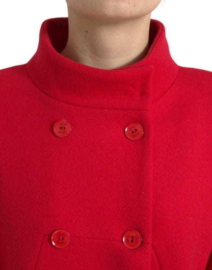 Liu Jo Red Wool Double Breasted Long Sleeves Coat Jacket