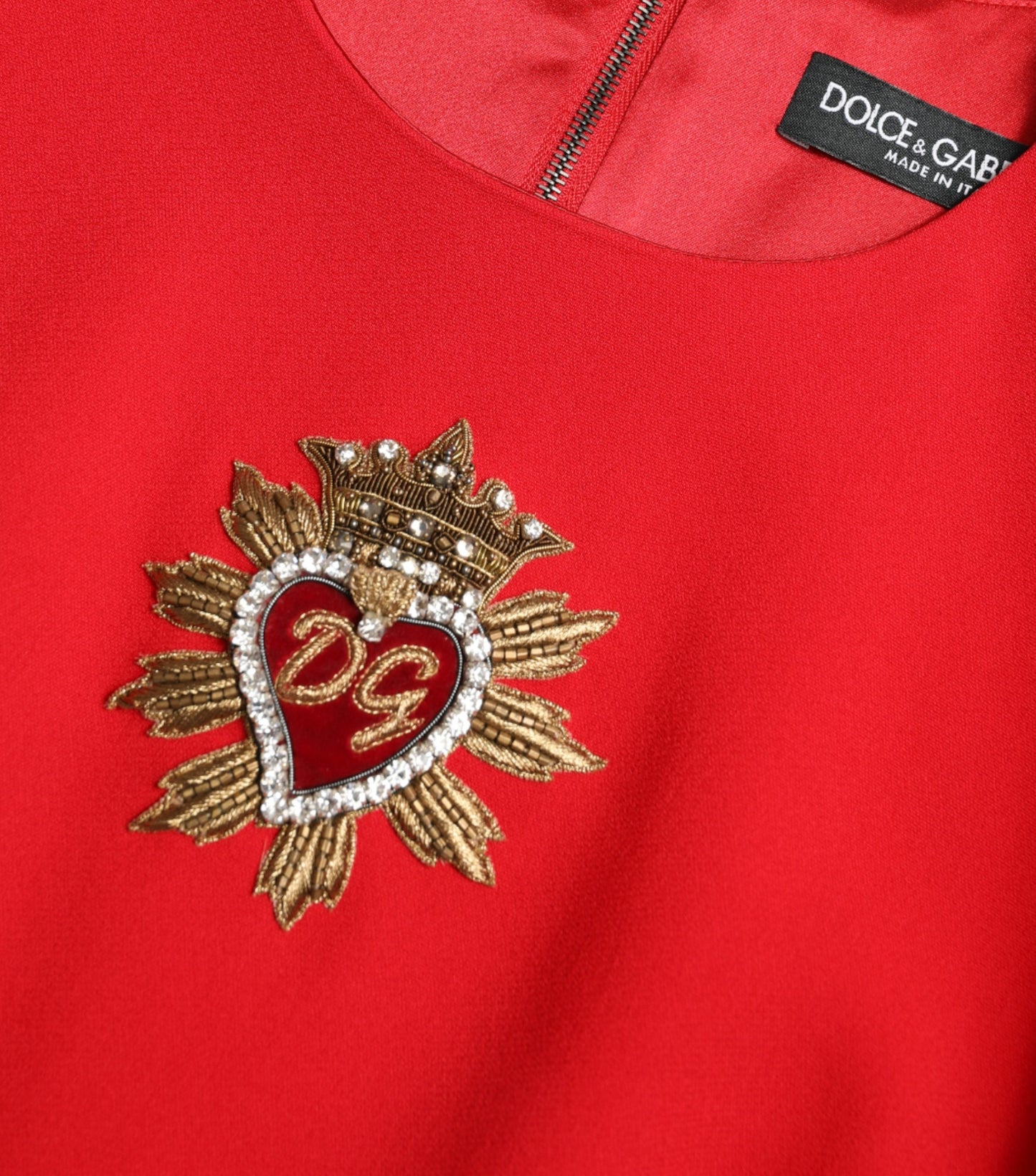 Dolce & Gabbana Red Sacred Heart Viscose Bodycon Mini Dress