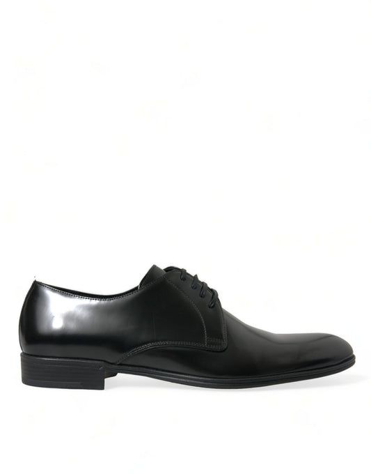 Dolce & Gabbana Black Leather Lace Up Men Dress Derby Shoes