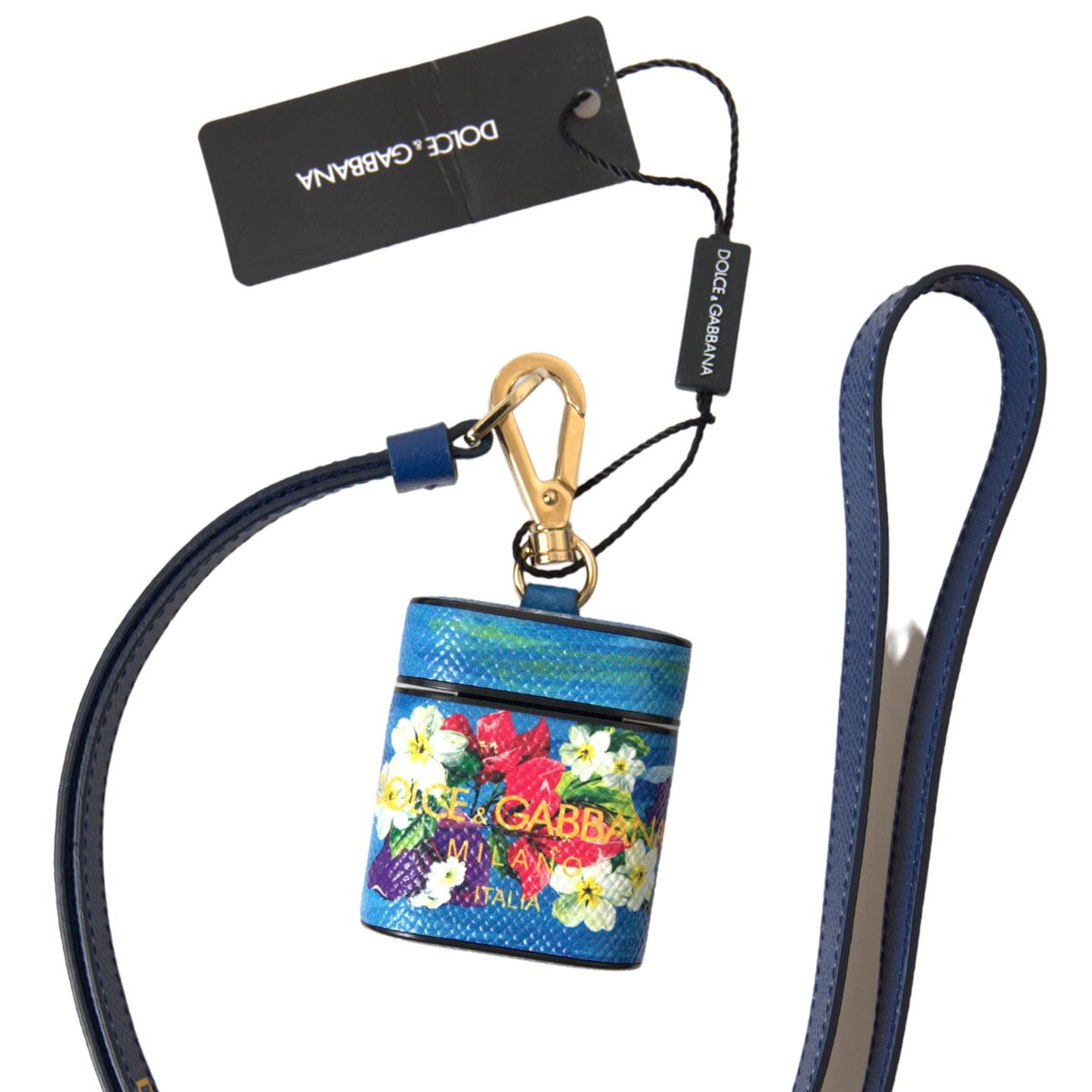 Dolce & Gabbana Chic Blue Floral Leather Airpods Case