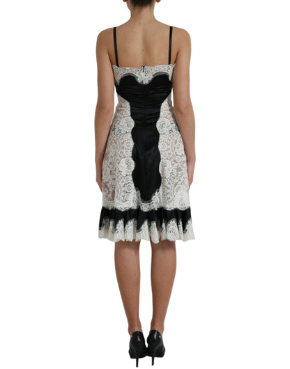 Dolce & Gabbana Black White Lace See Through A-Line Sleeveless Dress