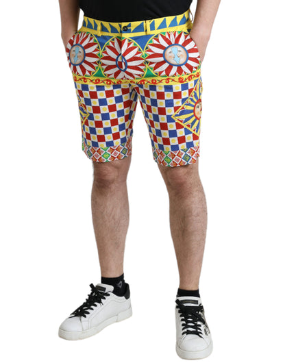 Dolce & Gabbana Multicolor Carretto Print Men Bermuda Shorts