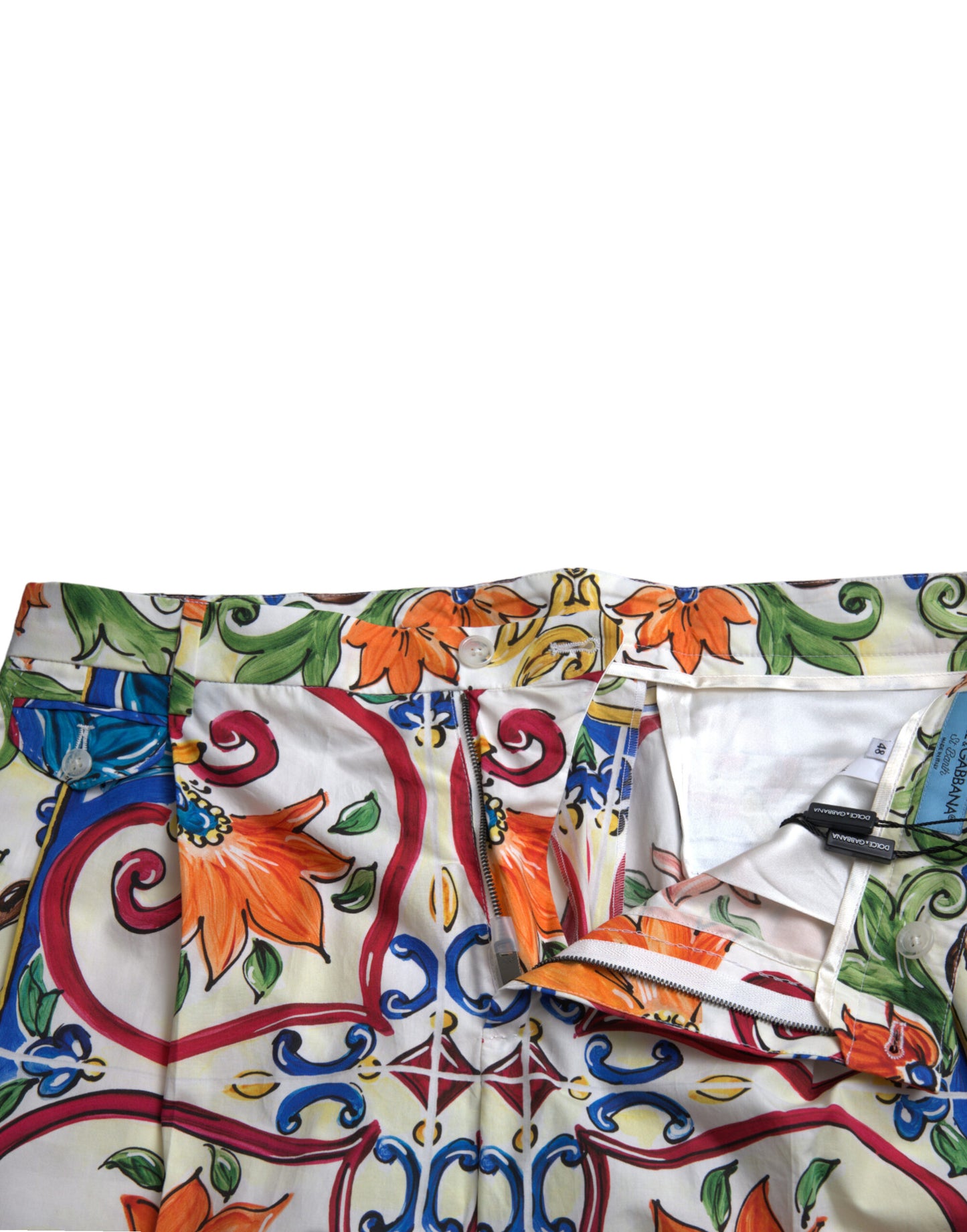 Dolce & Gabbana Multicolor Majolica Print Men Bermuda Shorts