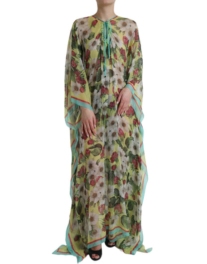 Dolce & Gabbana Multicolor Floral Silk Kaftan Maxi Dress