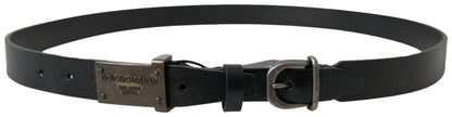 Dolce & Gabbana Elegant Black Leather Belt - Metal Buckle Closure