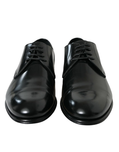 Dolce & Gabbana Black Leather Lace Up Men Dress Derby Shoes