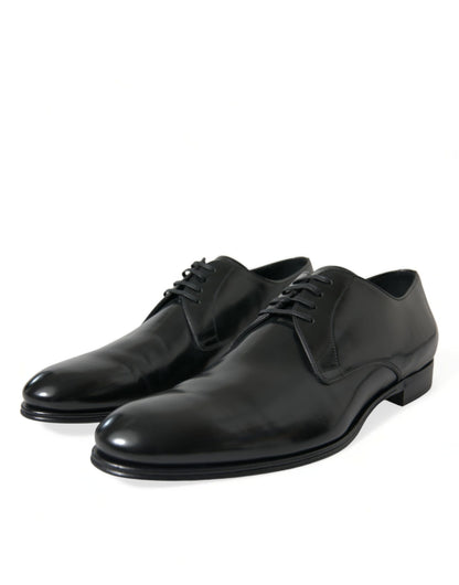 Dolce & Gabbana Black Leather Lace Up Men Dress Derby Shoes