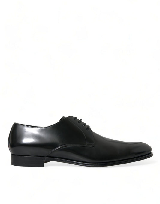 Dolce & Gabbana Black Leather Lace Up Men Dress Derby Shoes